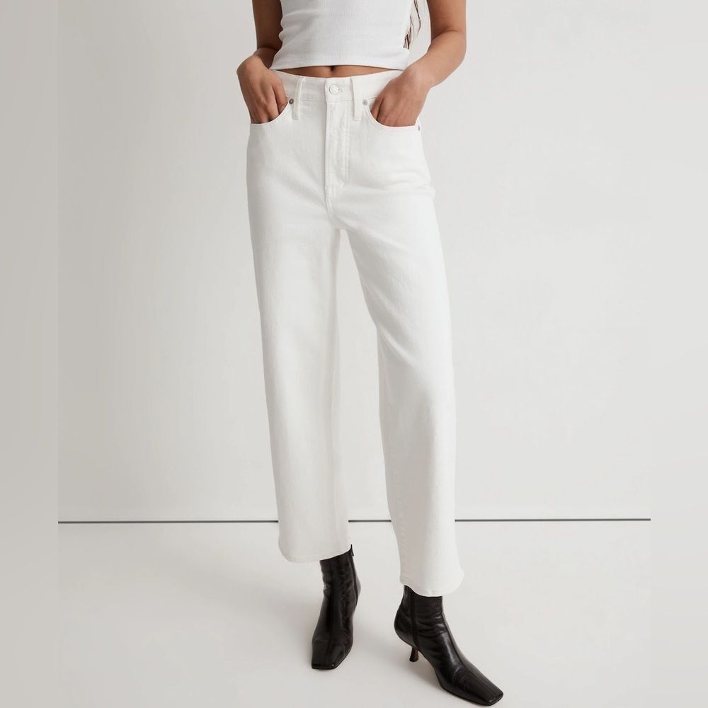 Madewell NWT Tall Perfect Vintage Wide Leg Crop Jeans Size 31T in Tile White